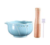 Ceramic Garlic Grinding Bowl - 5.31x5.31x2.76 Inches Manual Kitchen Grater Dish for Garlic, Ginger, Savory and Spices, Easy Paste Making with Textured Surfaces, Cooking Tool for Home Kitchen