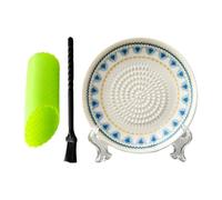 Ceramic Grater Plate - 3 Pieces Manual Food Grater, Multi Function Garlic Bowl | Ginger Grinding Dish, Kitchen Prep Tool With Cleaning Brush For Cheese, Tomato, Fruit, Strawberry, Baking And Cooking