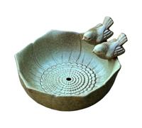 Ceramic Ground Bird Bath, Vintage Bird Feeding Tray, Artistic Multi-Use Garden Bowl, Decorative Wildlife Water Dish, Nature-Inspired Patio Accent for Birds, Bees, Butterflies