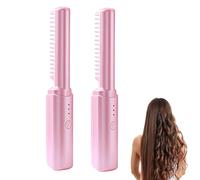Ceramic Hairdressing Comb, Cedar and Ash Ceramic Comb, Smooth, Frizz-Free Hair Anytime, Anywhere, Latest Hairdressing Combs, Cordless 2-In-1 Touch-Up Combs For Less Frizz (2pcs Pink)