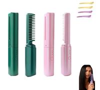 Ceramic Hairdressing Comb, Frizz-Free Hair Anytime, Cedar and Ash Ceramic Hairdressing Comb, 2 - in-1 Mini Cordless Portable Travel Curling Iron (Pink+Green)