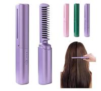 Ceramic Hairdressing Comb-Latest Hairdressing Comb,Portable Wireless 2-in-1 Hairs Dressing Combs for Straight and Curly Hairs, Fast Heating Frizz-Free Hair Anytime, Anywhere (Purple)