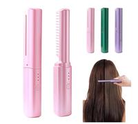 Ceramic Hairdressing Comb-Latest Hairdressing Comb,Portable Wireless 2-in-1 Hairs Dressing Combs for Straight and Curly Hairs, Fast Heating Frizz-Free Hair Anytime, Anywhere (Pink)