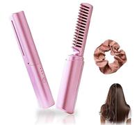 Ceramic Hairdressing Comb Smooth, Frizz-Free Hair Anytime, Anywhere, Cedar and Ash Ceramic Hairdressing Comb Straightener 3 Heat Settings, USB Rechargeable, Cordless Fast Heat (Pink)
