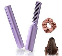 Ceramic Hairdressing Comb Smooth, Frizz-Free Hair Anytime, Anywhere, Cedar and Ash Ceramic Hairdressing Comb Straightener 3 Heat Settings, USB Rechargeable, Cordless Fast Heat (Purple)