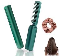 Ceramic Hairdressing Comb Smooth, Frizz-Free Hair Anytime, Anywhere, Cedar and Ash Ceramic Hairdressing Comb Straightener 3 Heat Settings, USB Rechargeable, Cordless Fast Heat (Green)