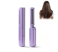 Ceramic Hairdressing Comb Smooth, USB Rechargeable Ceramic Hot Combs with 3 Heat Settings, Travel-Friendly Design for Smooth & Frizz-Free Hair Styling, Hair Dressing Comb for Women (Purple)