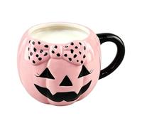 Ceramic Halloween Mug For Hot Chocolate Pumpkin Dot Bow Cup