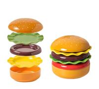 Ceramic Hamburger Plate Set, 6 Pieces Mini Condiment Bowls, Stackable Hamburger Plates, Creative Dip Dishes