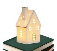 Ceramic Houses, Lighted Village Ornament with Soft Glow, Decorative Light-Up Christmas Decor for Desk Display, Mantel Accent, Bedroom Ambiance, Living Room Styling, Study Window Table Centerpiece