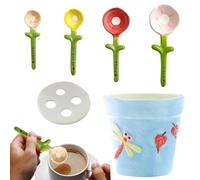 Ceramic Measuring Spoons Set With Storage Pot | 5 Piece Çeramic Cute Kitchen Gadgets | Fun Ḿeasuring Śpoons | Spoon For M̀easuring Dry And Wet Ingredients F́or Baking Cooking Flour Meal Prep Home
