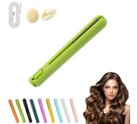 Ceramic Mini Hair Curler for Short Hair,Mini Curling Iron for Short Hair,2 In 1mini Dual Voltage Curling Wand Flat Iron Hair Straightener Cordless,Portable Mini Dual Purpose Curling Iron (Light Green)