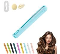 Ceramic Mini Hair Curler for Short Hair,Mini Curling Iron for Short Hair,2 In 1mini Dual Voltage Curling Wand Flat Iron Hair Straightener Cordless,Portable Mini Dual Purpose Curling Iron (Blue)