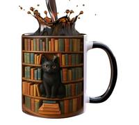 Ceramic Mug - Cat Theme Heat-Resistant, Bookish Ceramic Coffee Mug | Çeramic Coffee ug, Cat-Themed Heat-Resistant MÏug - For Milk, Water, Juice, Hot Chocolate, Home Camping, Dorm, Animal Lovers