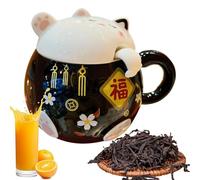 Ceramic Mugs - Cat Design Lid Fun Beverage Drinkware | Durabled Ceramic Cup with Lid, Cute Tea Coffee Latte Mug Perfect for Kitchen Cafe Restaurant Home Birthday Party Use