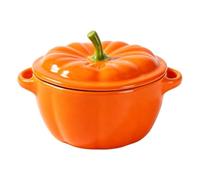 Ceramic Plates Vibrant Embossed - Ceramic Dishware Pumpkin Bowl With Lid | Pumpkin Bowl With Lid for Desserts Breakfast Snacks Salad | Housewarming Party Holiday Dinner Ceramic Plates Vibrant Embossed