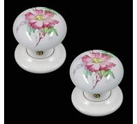 Ceramic Porta Pomello Set White Rambling Design Rosa (Coppia) 60mm