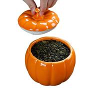 Ceramic Pumpkin Jar, Small Pumpkins Shaped Storage, 3.9x3.62 Inches Fall-Themed Airtight with Lid, Decorative Accent, Food Container for Kitchen, Bedroom, Dorm, Snacks, Candy and Living Room Use