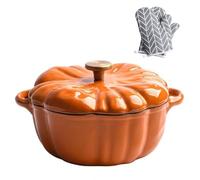 Ceramic Pumpkin Pot with Lid,Pumpkin Slow Cooker,Large Bowl with Double Handle,Dishwasher and Microwave Safe, Pumpkin Soup Pot for Halloween,Christmas (Orange)(16cm)