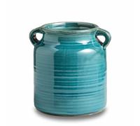 Ceramic Rustic Distressed Green Flower Vase for Centerpieces, Kitchen, Office or Living Room (5.9''x6.3'')