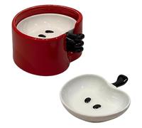 Ceramic Sauce Cups - Dipping Bowl Set 10.3x10.5x6cm 4pcs Stackable Design Fruit Style Dish, Serving Plate | Multi Use Dining Accessory, Condiment Holder , Chips Nut Dressing Yogurt Sushi Presentation