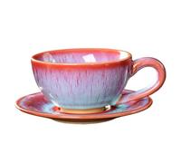 Ceramic Soup Bowls, Kiln Changing Japanese and 150ml Retro Style Latte Cups, Altered Glaze Craft, Porcelain Coffee Cups for Lover, Home Decor, Gift Idea, Handmade Look 12x5cm