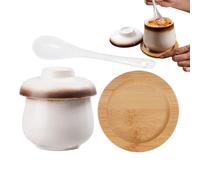 Ceramic Steaming Pot, 250ml Leakproof Soup Noodle Bowl, Compact Design Kitchen Noodle Bowl Egg Custard Maker for Vegetable, Dessert, Appetizer, Birds Nest, Home and Cooking