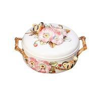 Ceramic Storage Jar with Lid,Farmhouse Style Ceramic Fruit Plate,Creative Decorative Storage Container for Table Organizer