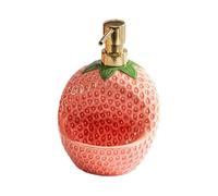 Ceramic Strawberry Soap Dispenser with Sponge Holder, Refillable Lotion Soap Pump Bottle and Sponge Holder 2 in 1 for Kitchen, Home Decoration-Pink