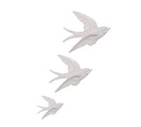 Ceramic Swallows, Set of Three, Four Colour Choices Available (White)