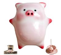 Ceramic Tea Pet Piggy Cartoon Tea Cup,Little Pig Spit Bubbles Teas Cup Set,Unique Tea Pets Ornament with Pink Pet Pigs Statue and Petal Coaster,Funny Decor Gift for Teas Lovers (AA)