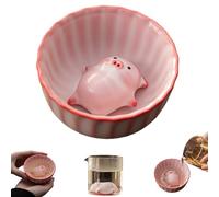 Ceramic Tea Pet Piggy Cartoon Tea Cup Set, Funny Handmade Chinese Teacup with Flying or Lying Pig Pet, Adornment Collectible Piggy Statue Teacup Decoration,Gifts for Teas Lovers