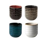 Ceramic Tea Set, Tea Cup Set, 4 Piece Japanese Style Water Mugs, Handmade Ceramic Mug Sets with, Drinkware for Hot Chocolate Milk Juice Beverage, Stylish Home Cafe Kitchen Dining