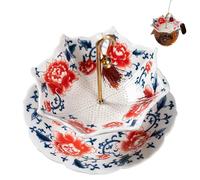Ceramic Umbrella Tea Strainer for Loose Tea - Unique Blue and White Porcelain Tea Infuser, Traditional Chinese Kung Fu Tea Accessory & Decorative Filter for Cups and Teapots (Red)