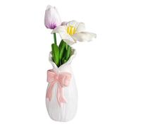 Ceramic Vase - Ceramic Flower Container with Bow,Floral Vase | for Home Table Shelf Mantel Fireplace Entryway Living Room Dining Room Bedroom Office Housewarming Birthday Mother's Day