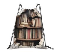 Ceramic Wall with Books Borsa con Coulisse Stringa Sacca con Cordoncino Pieghevole Borsa Sportiva per Spiaggia Uomo Yoga 36X42Cm
