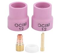 Ceramic Welding Cup Set 12# for Air - Cooled Welding Tools, Alumina Ceramic Cups with Chuck, Air Lens and Spacer, Compatible with WP - 17/18/26 Series