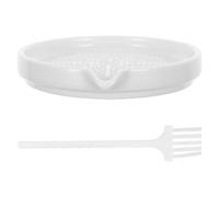 Ceramica Bianca Grattugia Manuale con Spazzola per Cucina | Design Moderno Bianco, Pulizia Rapida e Ingombro Ridotto, per Cuochi Domestici e Preparazioni Professionali