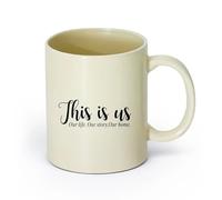 ceramica Caffè e bevande calde Questa è la nostra famiglia, la nostra storia di vita. Introduzione （11oz/320ml） per latte, tè, cola, acqua Giallo chiaro