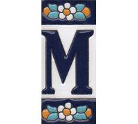Ceramica Casa Piastrelle Numeri & Lettere, Blu Disegno Floreale, Piastrelle Dimensioni: 7.5cm x 3.5cm (Lettera M)