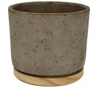Ceramica Con Legno Vaso da Fiori Fioriera Paros Deluxe Grigio Sabbia 14-23 CM