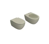 Ceramica Globo - 4All SENZA BRIDA sospesi Wc + bidet + coprivaso soft [CACHEMIRE OPACO] - MDS03CC+MDS09CC+MDR20CC