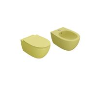 Ceramica Globo - 4All SENZA BRIDA sospesi Wc + bidet + coprivaso soft [SENAPE OPACO] - MDS03SE+MDS09SE+MDR20SE