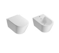 CERAMICA GLOBO - FORTY3 cleanstorm set sospeso vaso + bidet + coprivaso soft 55x36 [bianco lucido] - FNS02BI+FOR23BI+FNS09BI