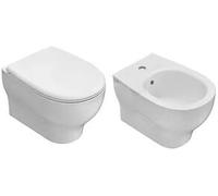 Ceramica Globo Grace Wc+bidet+sedile Sospesi Bianco Lucido Codice Prod: Grs03bi Gr021bi Grs10bi