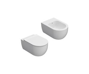 Ceramica Globo - Sanitari Mode sospesi - Wc SENZA BRIDA + Bidet + Coprivaso soft 53*34