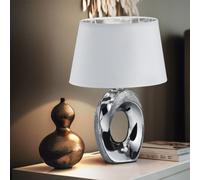 Ceramica Notte Lampada da Tavolo Scrittura Argento-Bianco Dormire Camera Tessuto [EEK: Non valutato]