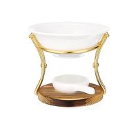 Ceramica Olio Essenziale Fusione Riscaldatore Diffusore Aromaterapeuta Candela Tealight Bruciatore Con Base In Legno Per Sala di Meditazione Bruciatore Tealight