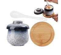 Ceramica per Cottura a Vapore | Pentola In Porcellana a 250 Ml Con Coperchio E Cucchiaio,Per Crema All'Per Cucina omestica | Verura olci Antipasto