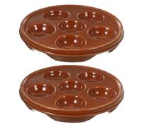 Ceramica Piatto per Escargot a 6 Fori Marrone 2 Pezzi per Casa | Fondo Piatto Resistente, Bordi Arrotondati e Manici, Cottura Uniforme, Servizio a Tavola